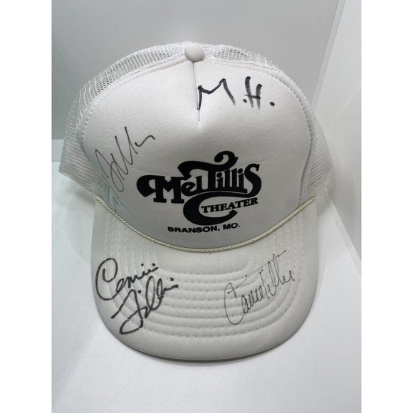 Vintage Mel Tillis Theater Branson MO White Trucker Hat Cap Mesh Snapback Signed - Picture 6 of 8